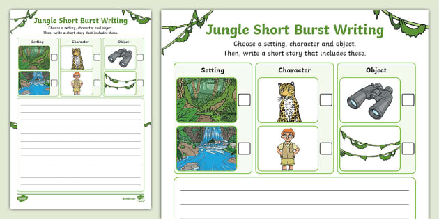 Jungle Short Burst Writing Template - Twinkl