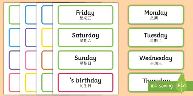 Língua Inglesa – Days of the week and months of the year: Dias da