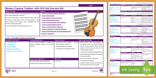 GCSE Western Classical Tradition 1650-1910 Unit Overview