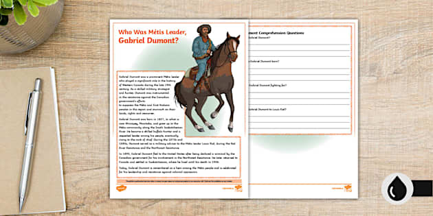 FREE! - All About Gabriel Dumont Reading Comprehension