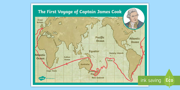 Australian Explorers Map | Captain James Cook | Twinkl