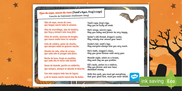 Spanish Halloween Poem for Kids with English Translation
