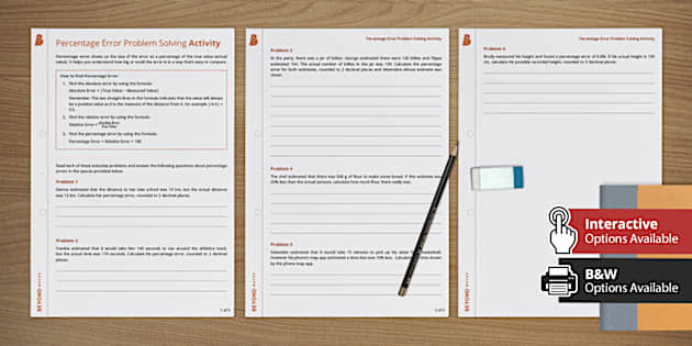 Percentage Error Problem Solving Activity (teacher made)