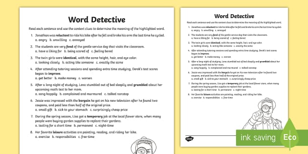 Words Meaning Determined Activity