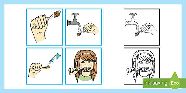 Brushing Teeth Steps | Autism Sequencing Cards - Twinkl