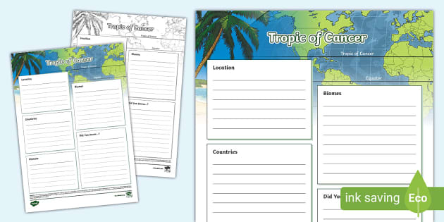 Tropic of Cancer Fact File Template (teacher made) - Twinkl