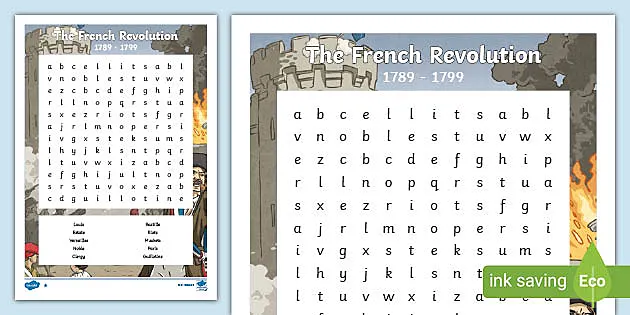 The French Revolution Word Search Teacher Made