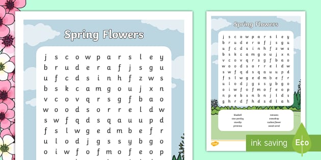 Spring Aistear Flowers Word Search (teacher made) - Twinkl