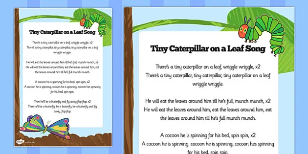 FREE! - The Very Hungry Caterpillar Song Sheet Reading Resource - Twinkl