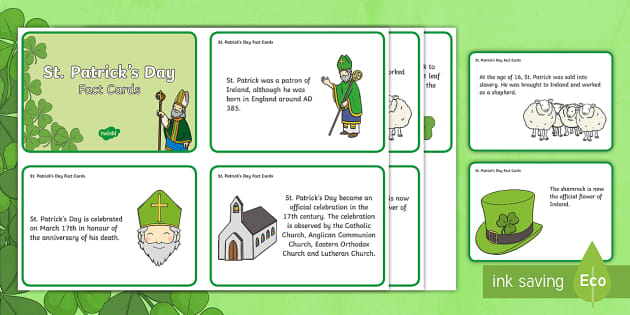 St Patrick's Day Display Fact Cards (Teacher-Made) - Twinkl