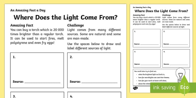 Where Does the Light Come From? Worksheet / Worksheet