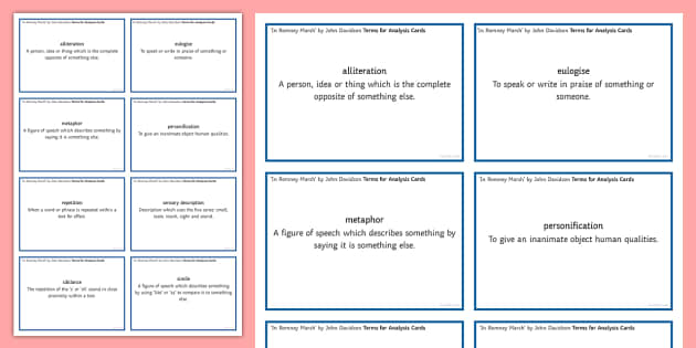 Gcse 'in Romney Marsh' By John Davidson Terms For Analysis Cards