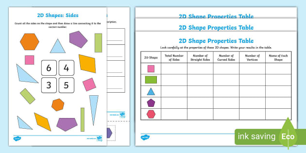 Properties of 2D Shapes Worksheets - Primary Resources