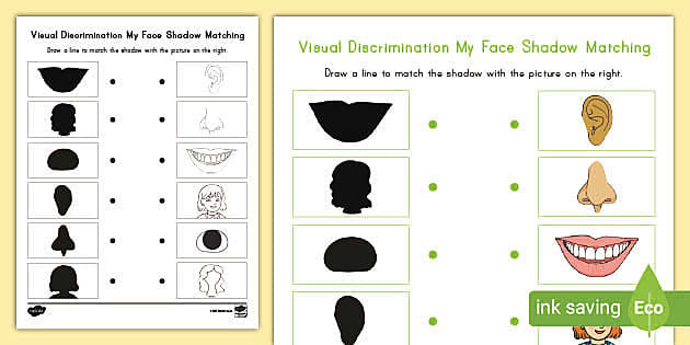 visual discrimination my face shadow matching activity