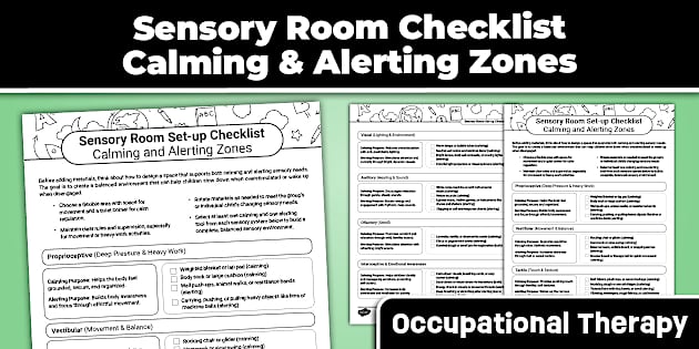Sensory Room Set-up Checklist for Occupational Therapy and Classroom ...