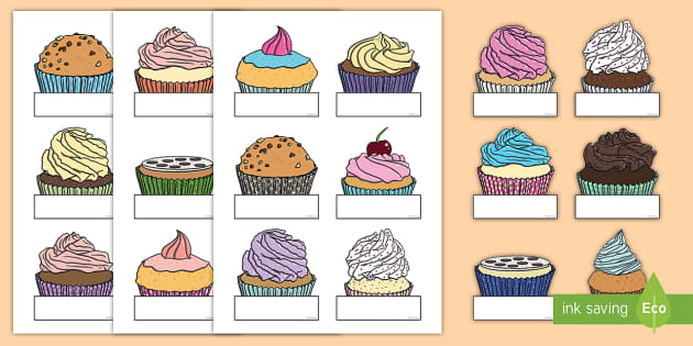 6 Cupcake Template - Editable Label Boxes (Teacher-Made)