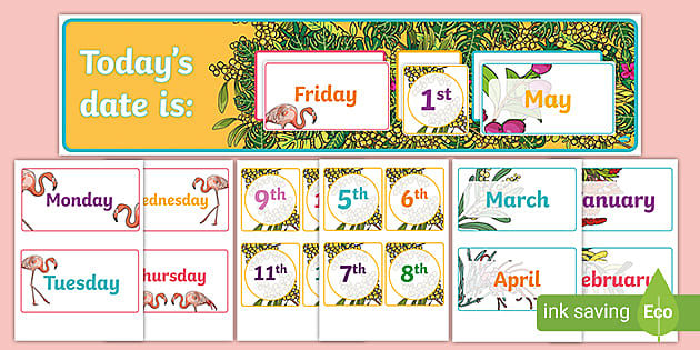 Tropical Flamingo Calendar (teacher made) Twinkl