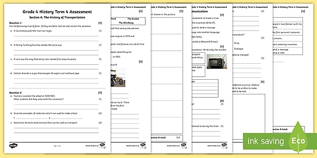 grade 4 history year end assessment sheet teacher made