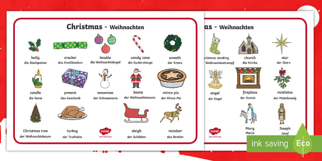 Christmas Word Mat English German Teacher Made Twinkl