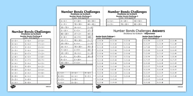 Number Bond Challenge Worksheet / Worksheet Polish Translation