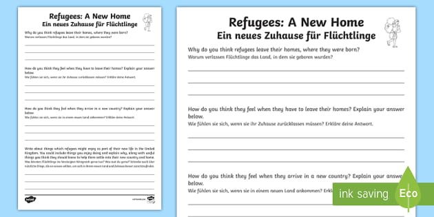 Refugees: A New Home Activity English/German (teacher Made)