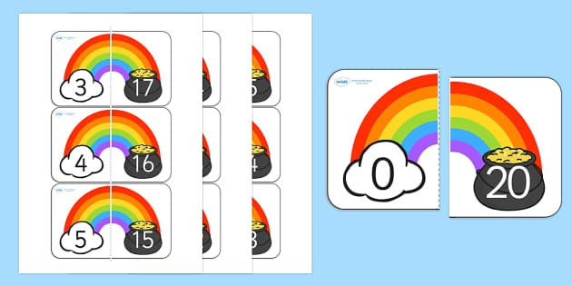 rainbow and pot of gold number bonds to 20 teacher made