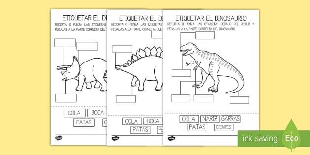 Ficha de actividad: Etiqueta las partes del dinosaurio