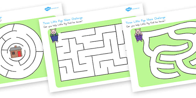 Three Little Pigs Differentiated Maze Worksheet / Worksheets