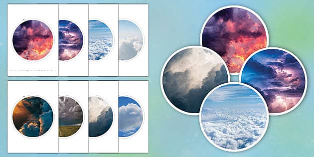 Clouds Circle Display Photo Cut-Outs (teacher made) - Twinkl