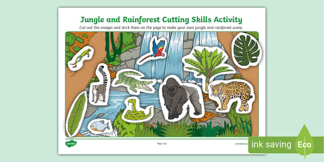 Jungle and Rainforest Cutting Skills Activity (teacher made)