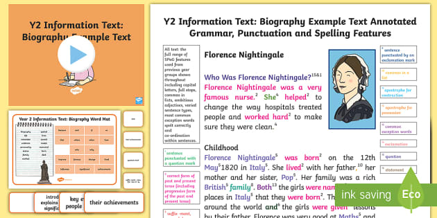 biography of text features