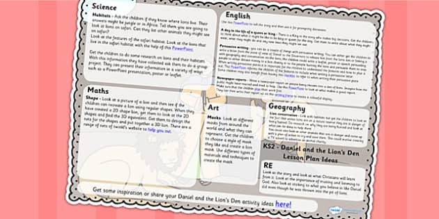 Daniel And The Lions Den Lesson Plan Ideas KS2 - Twinkl