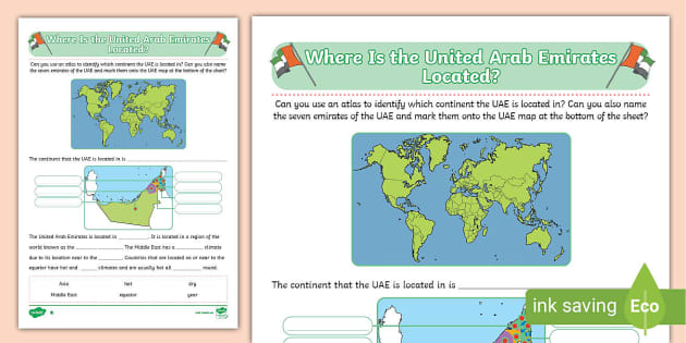 Where Is The Uae Located Differentiated Activity Sheets