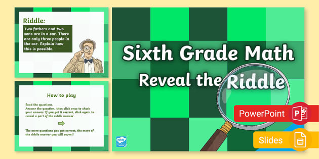 Sixth Grade Reveal the Riddle PowerPoint & Google Slides