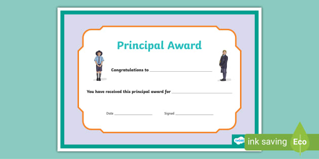 Principal Award Certificate (teacher made) Twinkl