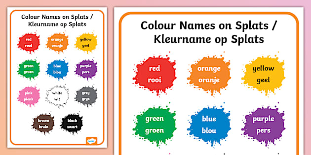 Colour Names on Splats / Kleurname op Splats - Poster