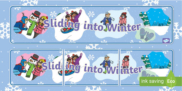 Sliding into Winter Display Banner (teacher made) - Twinkl