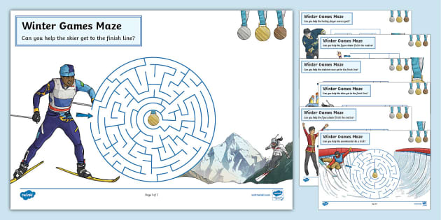 Winter Games Maze Activity Worksheets Twinkl Ks1