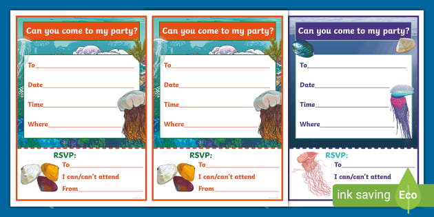 FREE! - Jellyfish Themed Party Invitations - Twinkl