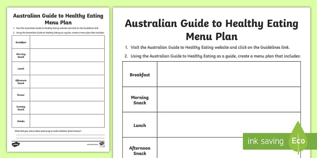 Au T2 P 51 Australian Guide To Healthy Eating Menu Plan English Ver 1 