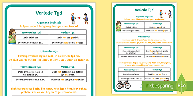 Verlede Tyd Werkkaarte Werkkaarte Afrikaans (Teacher-Made), 60% OFF