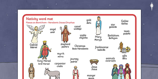 Nativity Word Mat Polish Translation (teacher Made) - Twinkl