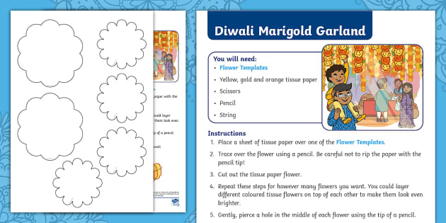 Diwali Marigold Garland Craft Instructions - Twinkl