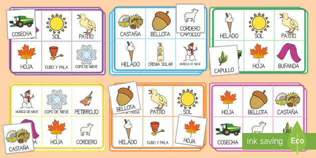 Los Días-Los Meses-Las Estaciones en Inglés Bingo Card