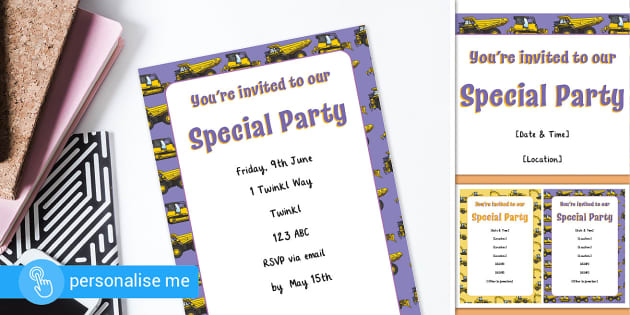 Birthday Party Invitation Cards (teacher made) - Twinkl