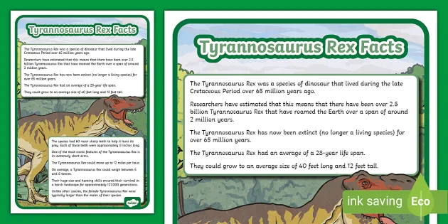  T-Rex: Tyrannosaurus Dinosaur Facts and Information