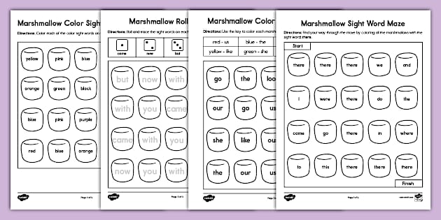 Marshmallow Printable | Sight Words Activities | Twinkl USA