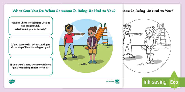 What Can You Do When Someone Is Being Unkind to You? - Girls Worksheet