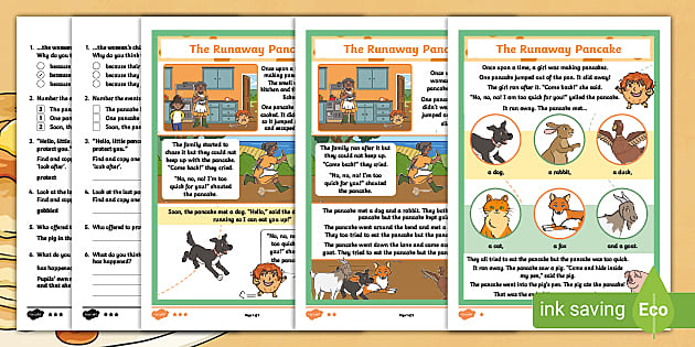 KS1 The Runaway Pancake Differentiated Reading Comprehension Activity