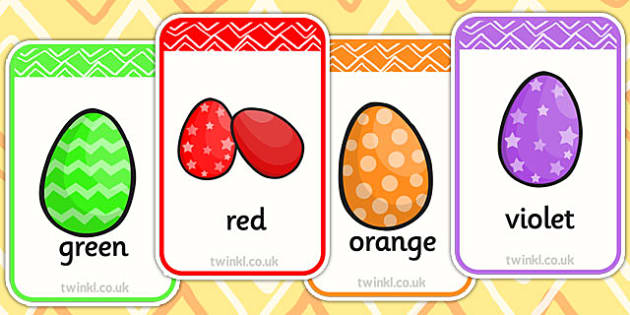 Colour Words on Easter Eggs Flashcards (teacher made)